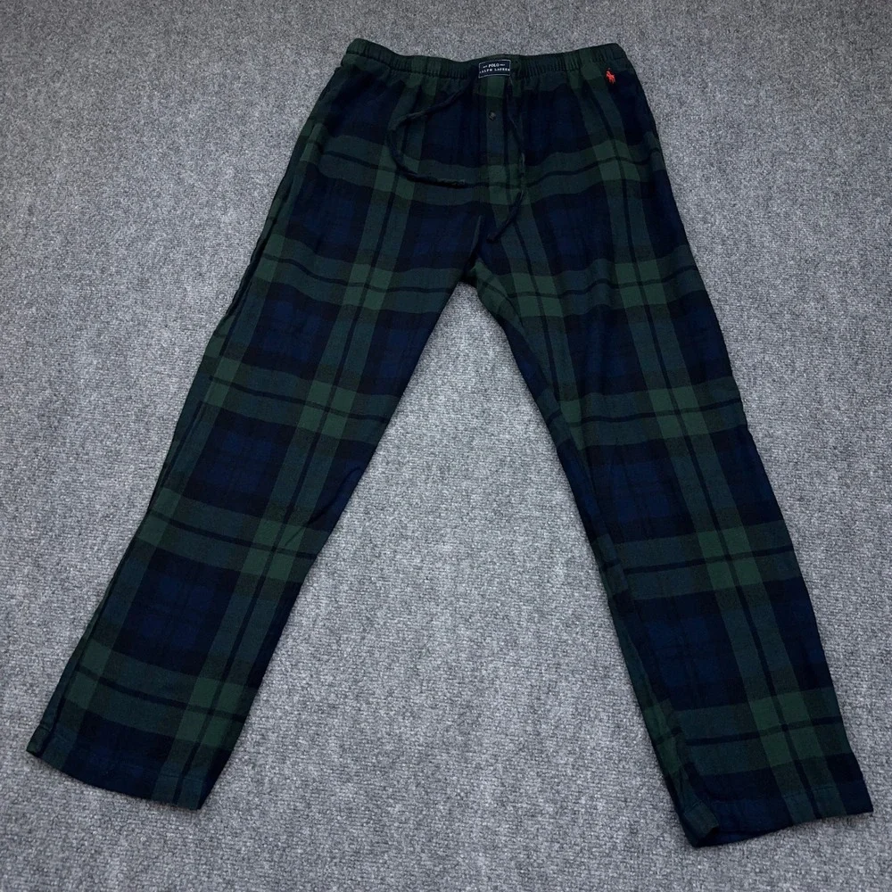 Polo Ralph Lauren Flannel Sleepwear Pants Men Large Blackwatch Plaid Pony Lounge